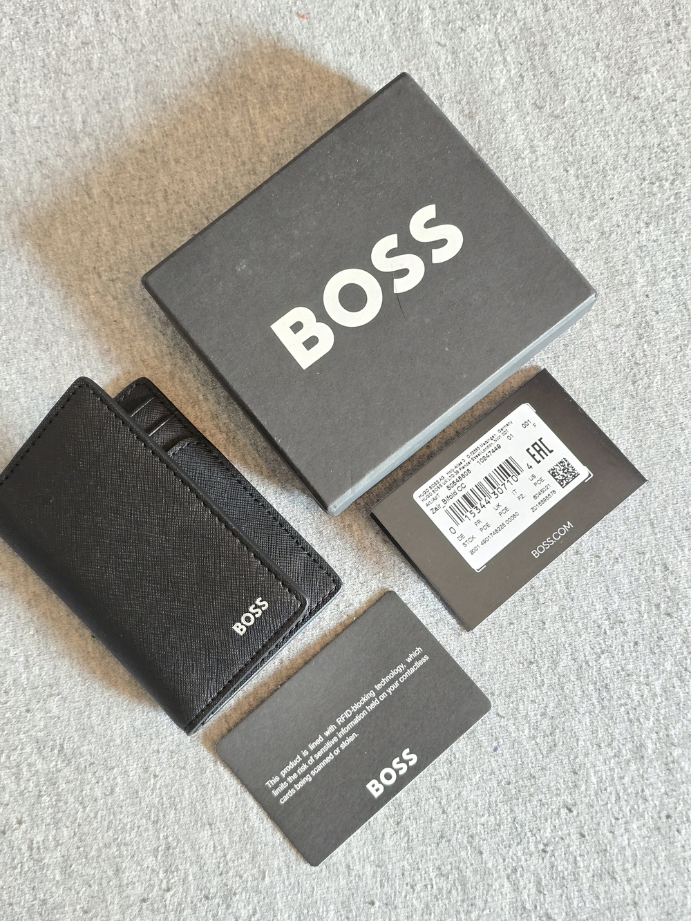 BOSS Leather Black Card Holder Wallet